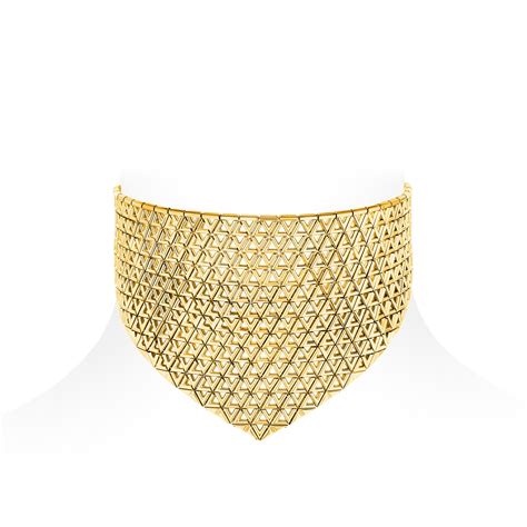 LV Volt Mesh Necklace, Yellow Gold 